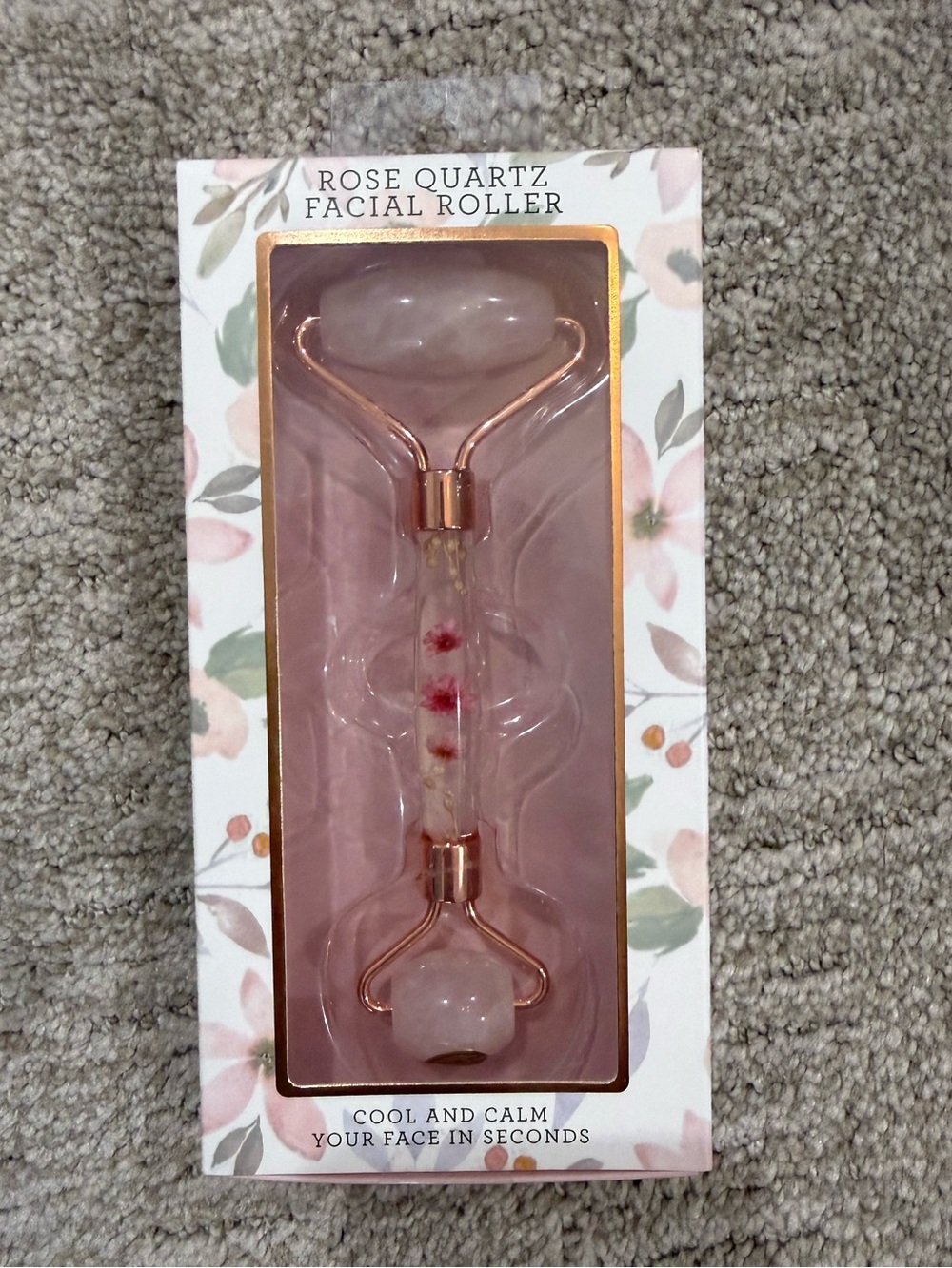 Rose Quartz Facial Roller - Pink & Rose Gold